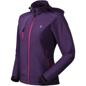 Women’s Softshell Jacket with Removable Hood, Fleece Lined and Water Repellent